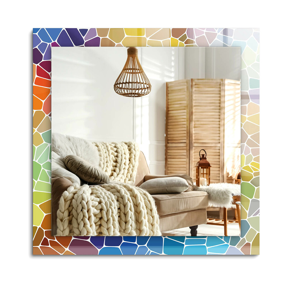 Oglinda dreptunghiulară imprimata Mozaic abstract colorat