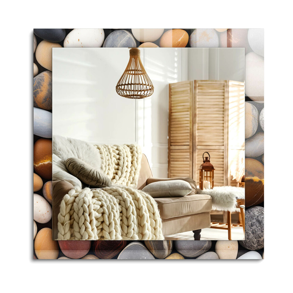 Oglinda dreptunghiulară decor perete Pietre netede colorate