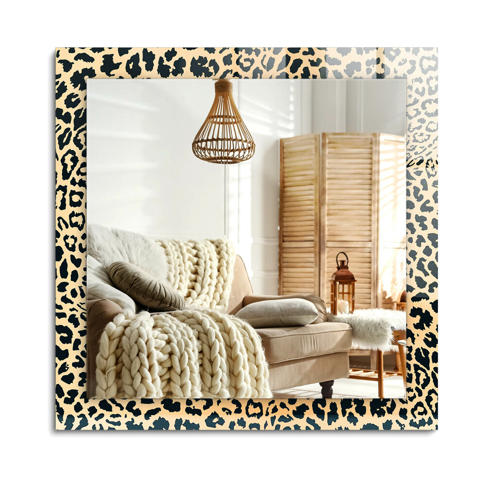Oglinda dreptunghiulară rama cu imprimeu Pantera leopardului