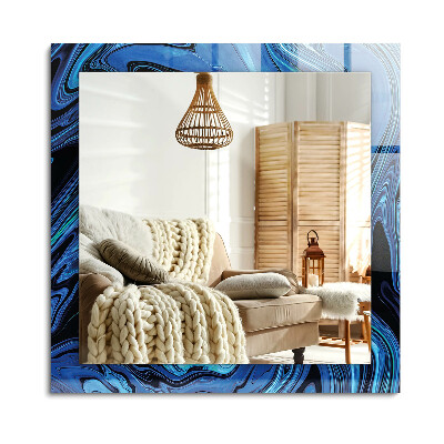 Oglinda dreptunghiulară decor perete Model albastru abstract