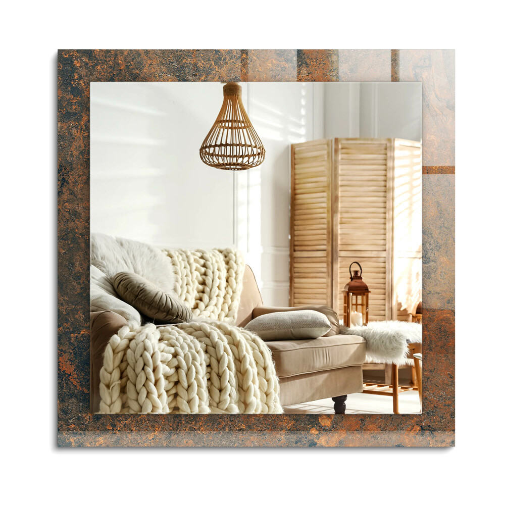 Oglinda dreptunghiulară rama cu imprimeu Metal ruginit