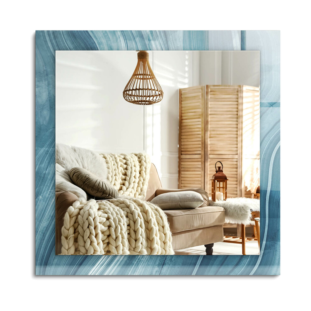 Oglinda dreptunghiulară imprimata Linii albastre abstracte