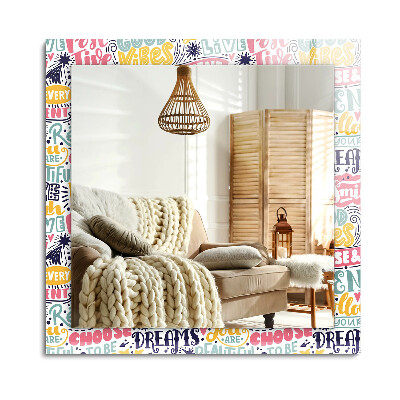 Oglinda dreptunghiulară decor perete Inscripții motivaționale colorate