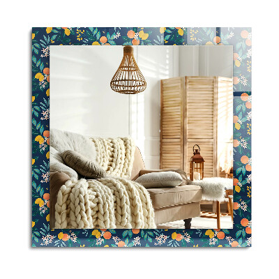 Oglinda dreptunghiulară imprimata Flori și fructe