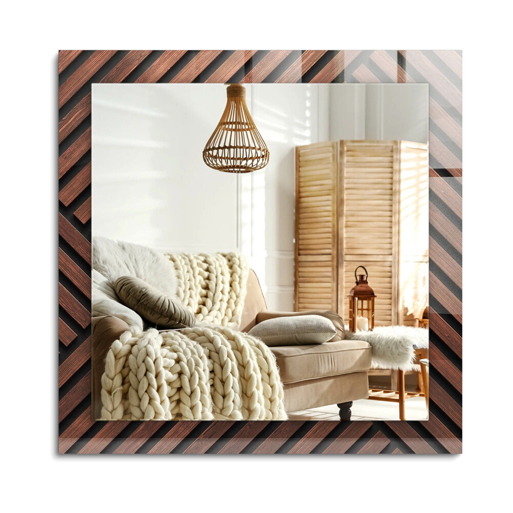 Oglinda dreptunghiulară rama cu imprimeu Benzi diagonale din lemn