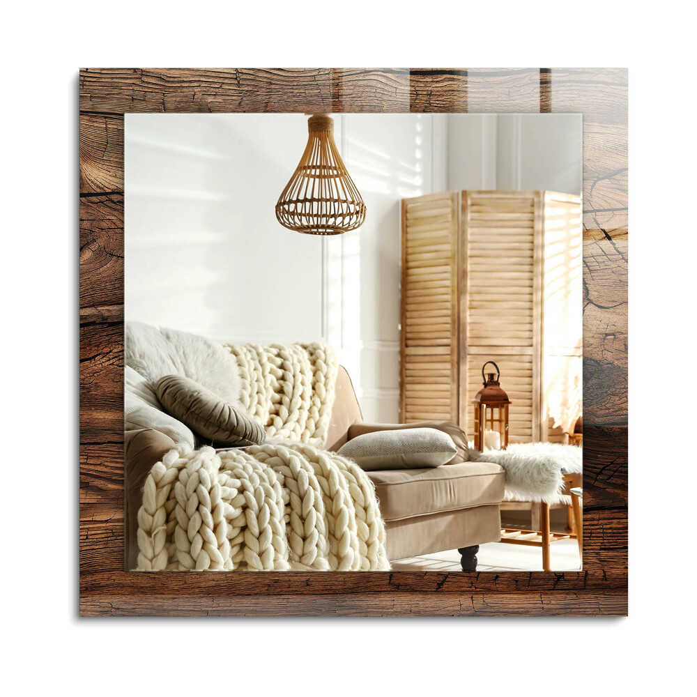 Oglinda dreptunghiulară imprimata Textură de placă de lemn