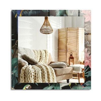 Oglinda cu decor dreptunghiulară Tigri papagali junglă