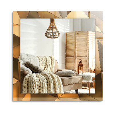 Oglinda dreptunghiulară rama cu imprimeu Modele geometrice aurii