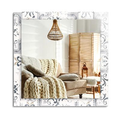 Oglinda cu decor dreptunghiulară Ornamente cu model de țiglă