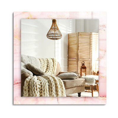 Oglinda dreptunghiulară imprimata Model de marmură roz