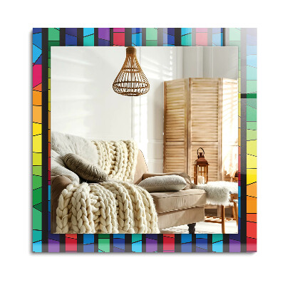 Oglinda dreptunghiulară decor perete Dungi colorate din vitralii