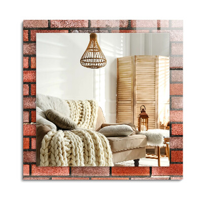 Oglinda dreptunghiulară decor perete Zid de cărămidă roșie