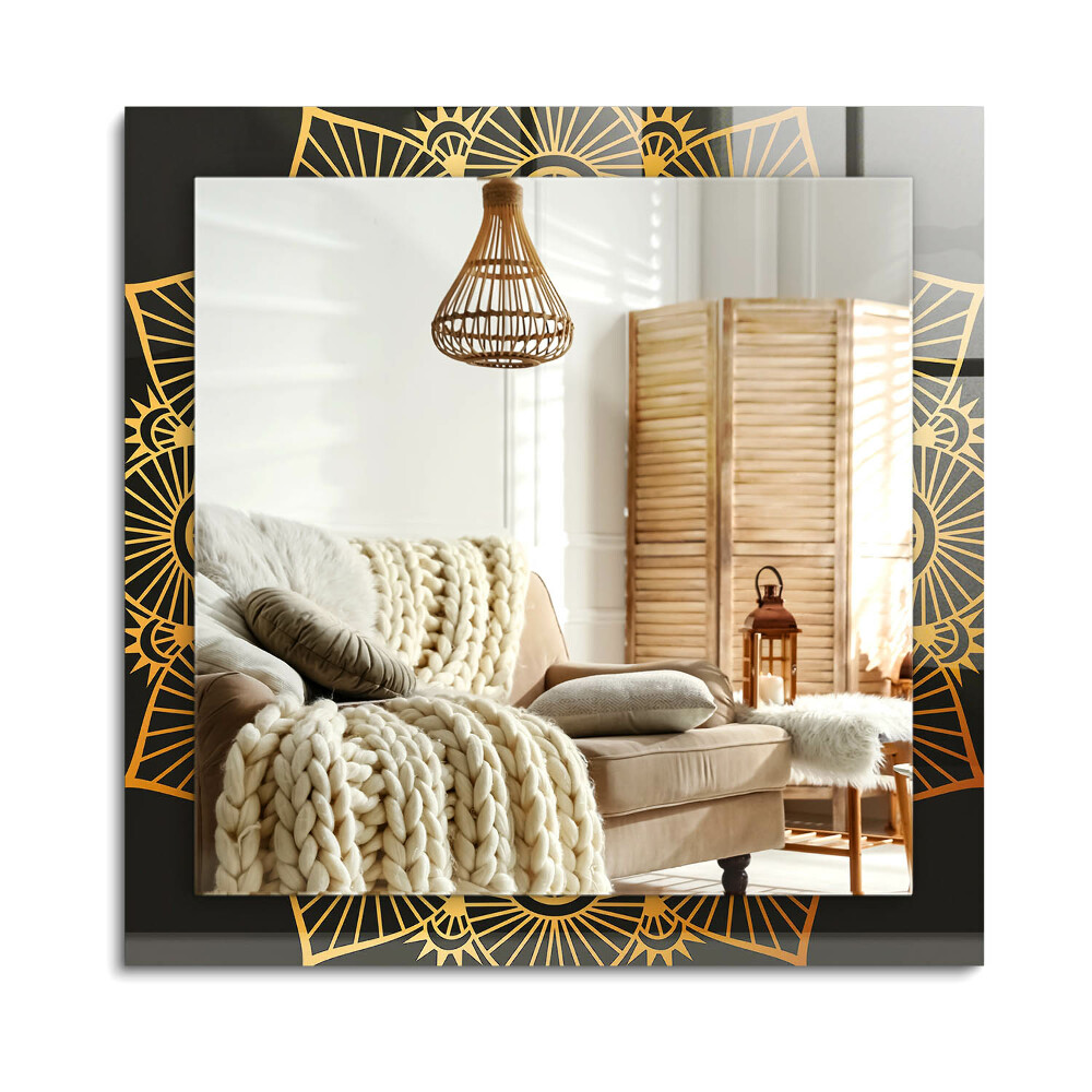 Oglinda dreptunghiulară rama cu imprimeu model de mandală