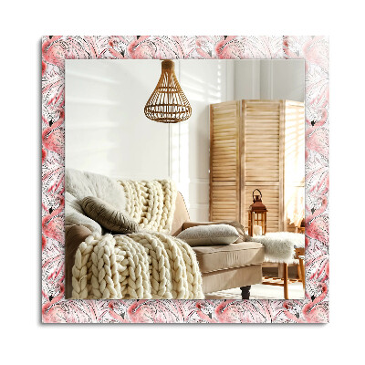 Oglinda cu decor dreptunghiulară Flamingi roz