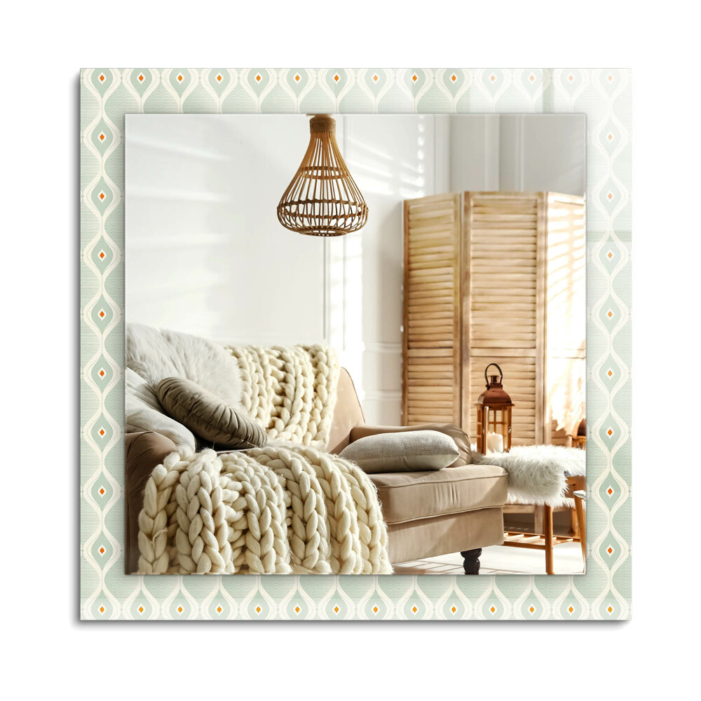 Oglinda cu decor dreptunghiulară Model geometric verde