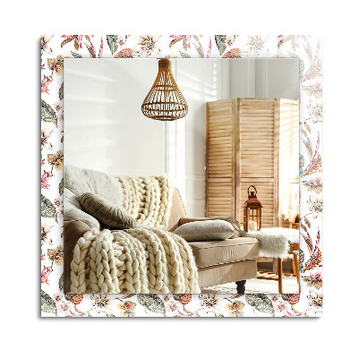 Oglinda dreptunghiulară decor perete Flori și frunze