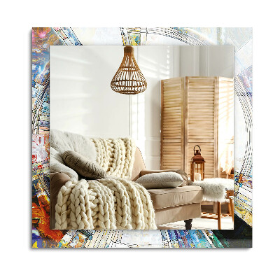 Oglinda dreptunghiulară rama cu imprimeu Mozaic abstract de cercuri