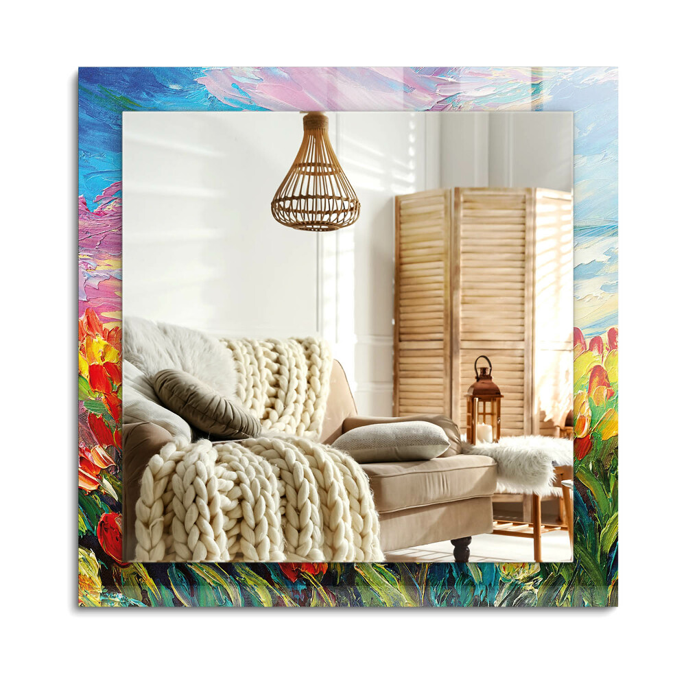 Oglinda dreptunghiulară decor perete Câmp de lalele
