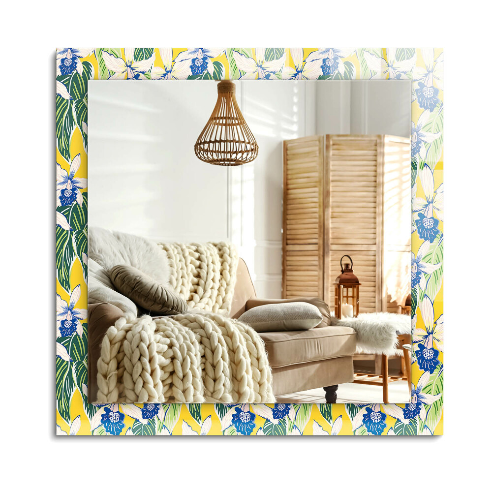 Oglinda dreptunghiulară rama cu imprimeu Flori și frunze