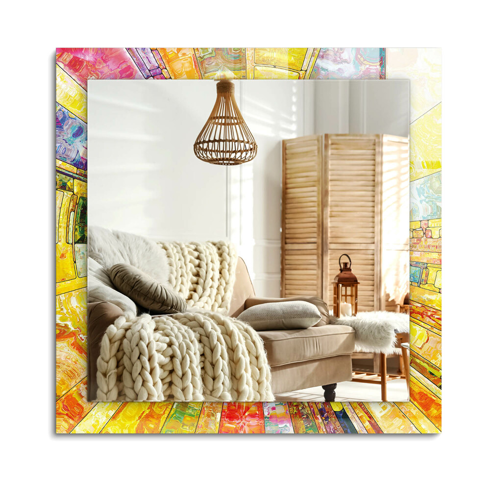 Oglinda cu decor dreptunghiulară Mozaic abstract colorat
