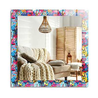 Oglinda dreptunghiulară imprimata Model abstract colorat