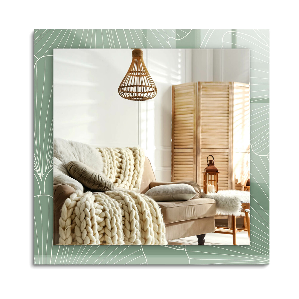 Oglinda dreptunghiulară decor perete Frunze de ginkgo