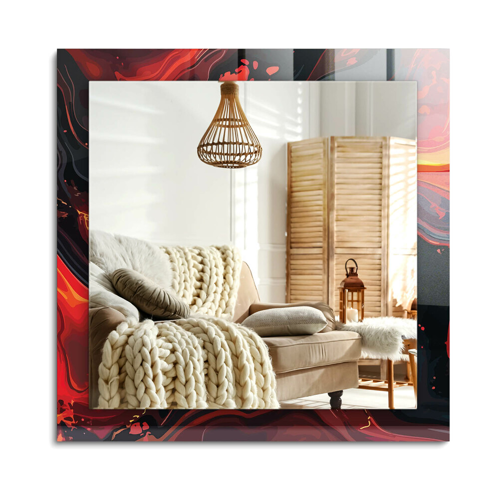 Oglinda dreptunghiulară rama cu imprimeu Lavă abstractă