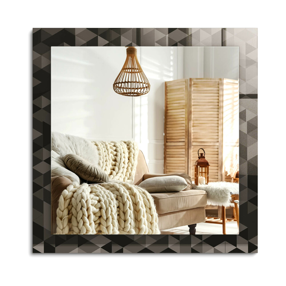 Oglinda cu decor dreptunghiulară Triunghiuri negre și gri