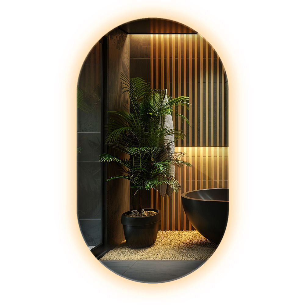 Oglinda ovala perete cu iluminare din spate cu LED