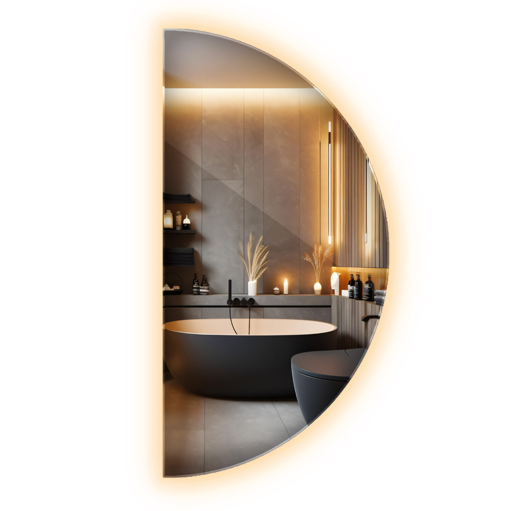 Oglindă LED semicerc în dormitor