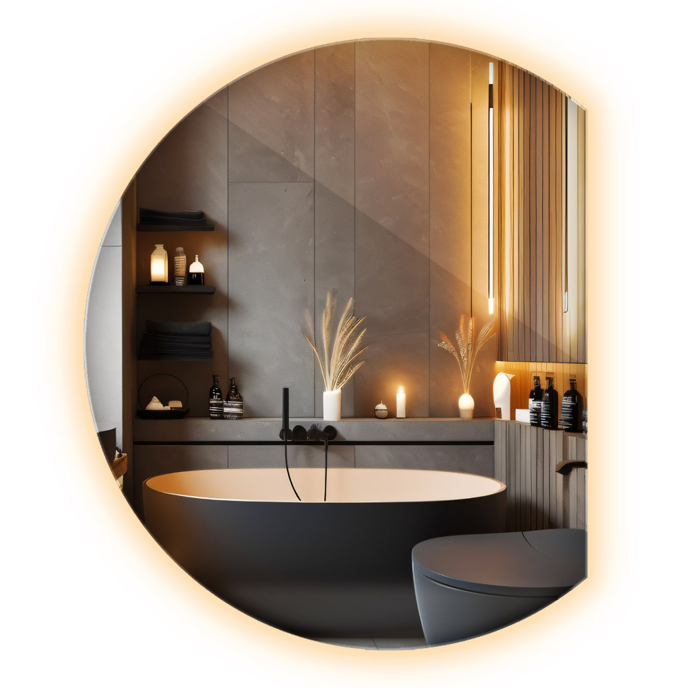 Oglindă cu cerc trunchiat cu iluminare din spate cu LED
