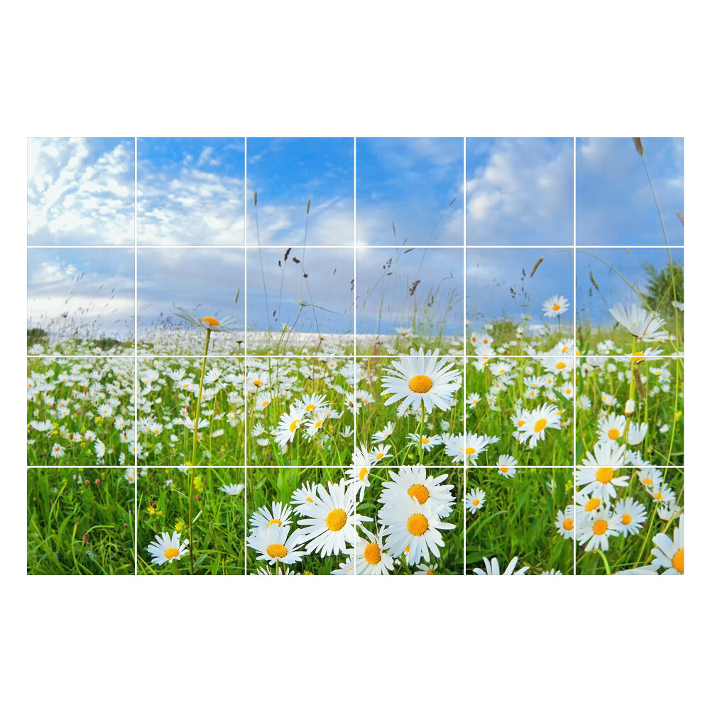 Autocolante pentru gresie Peisaj de luncă florală