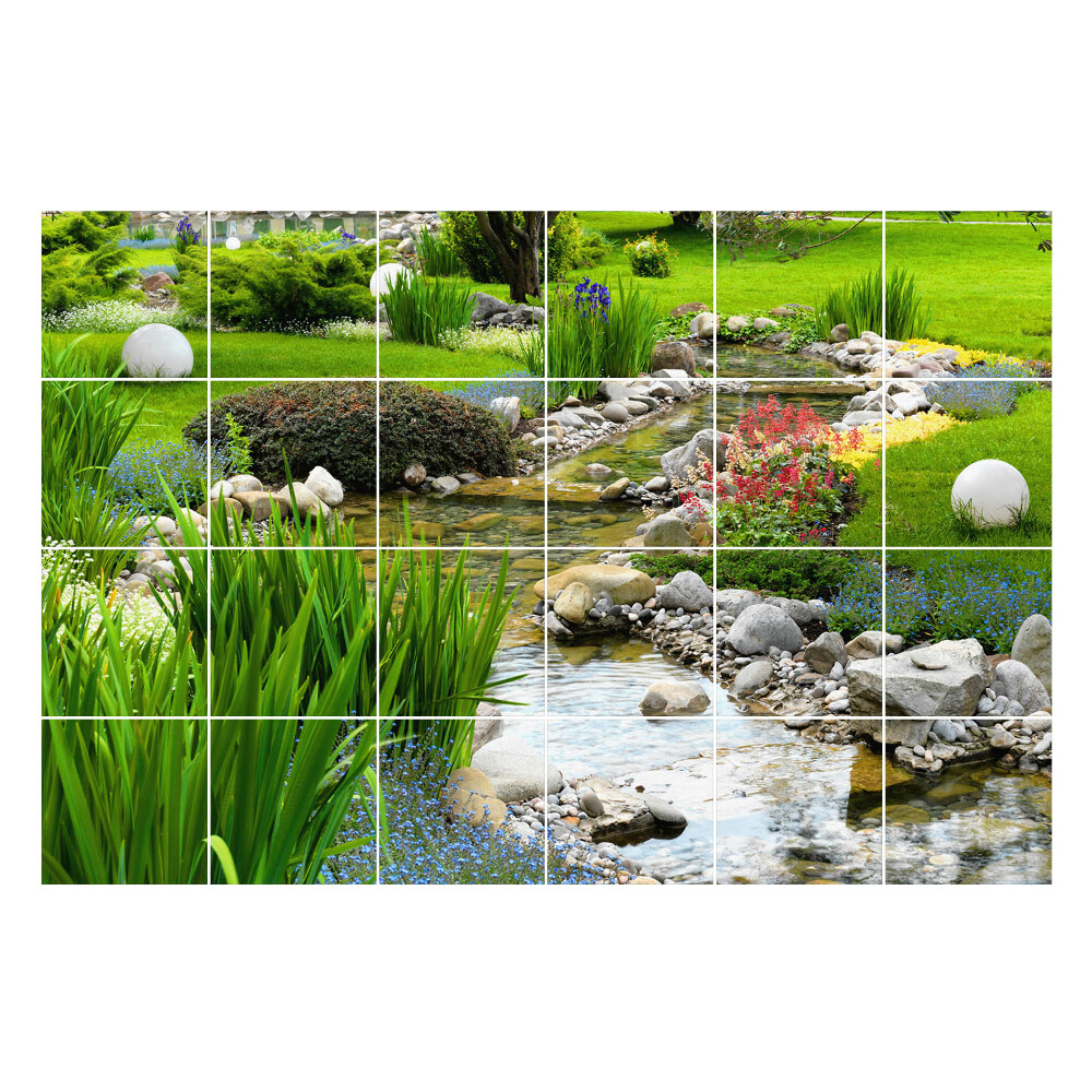 Autocolante pentru gresie Grădină cu un curent de apă