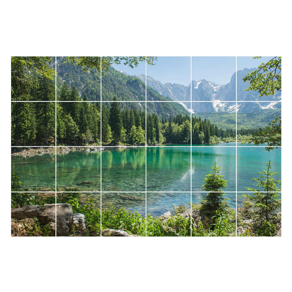 Autocolante gresie Peisaj montan cu un lac