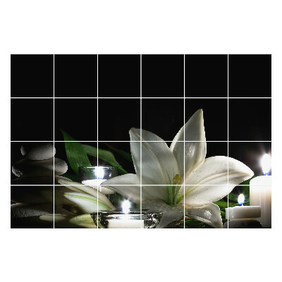 Autocolante gresie Flori și pietre în compoziție