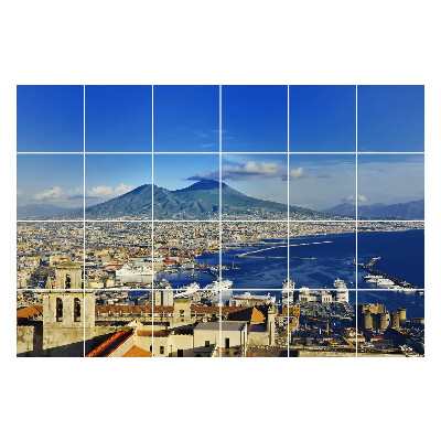 Autocolante gresie Vedere asupra orașului și a vulcanului