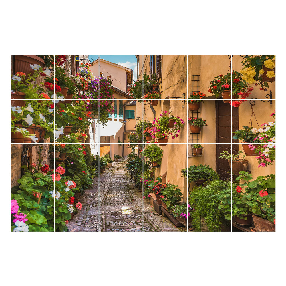 Autocolante pentru gresie O alee fermecătoare cu flori