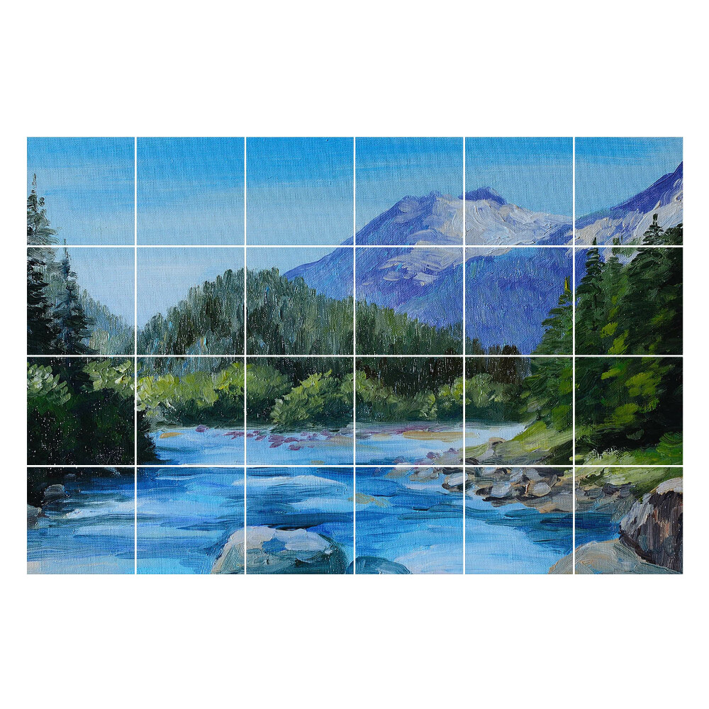 Autocolante gresie Peisaj montan cu un râu