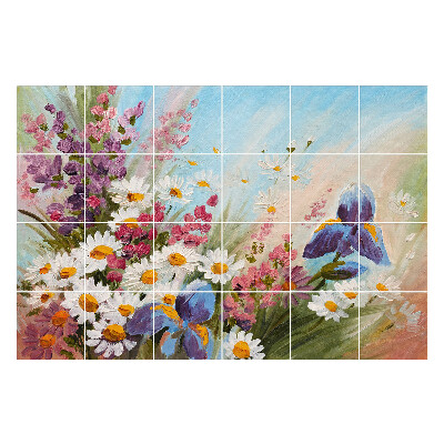 Autocolante pentru gresie Un buchet floral într-un cadru de primăvară