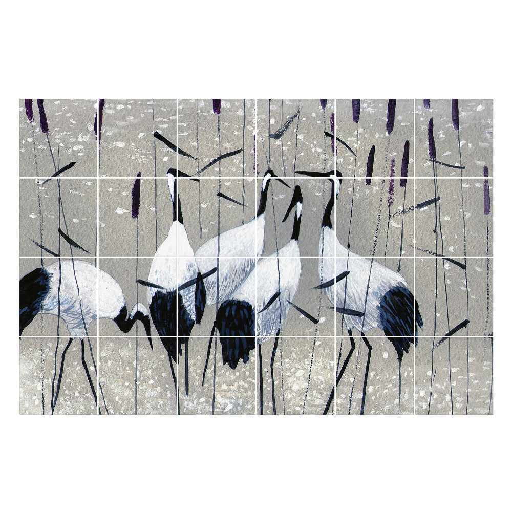 Autocolante gresie si faianta Un stol de păsări în iarbă