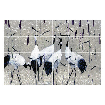 Autocolante gresie si faianta Un stol de păsări în iarbă