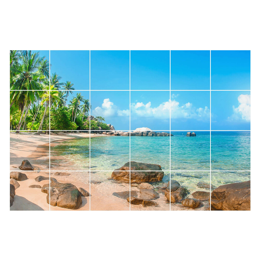 Autocolante gresie si faianta Plaja tropicala cu pietre