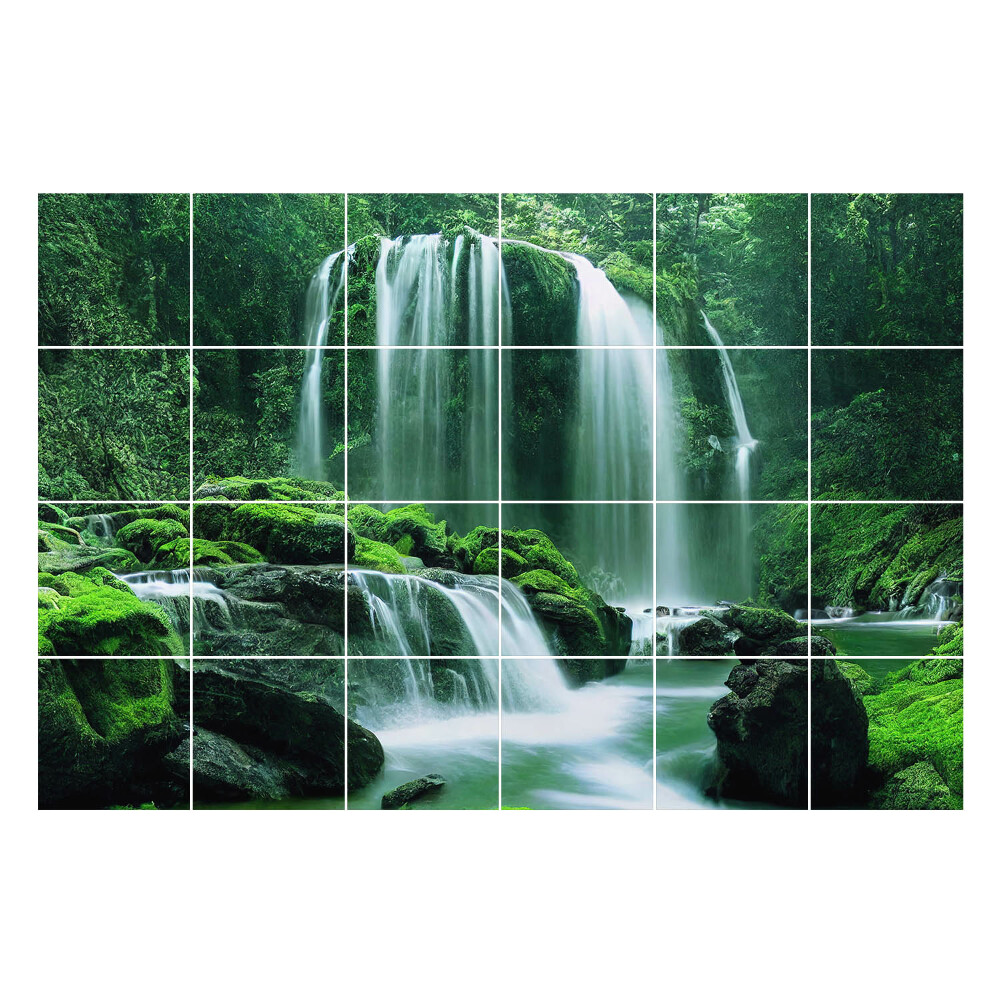 Autocolante gresie O cascadă într-o junglă luxuriantă