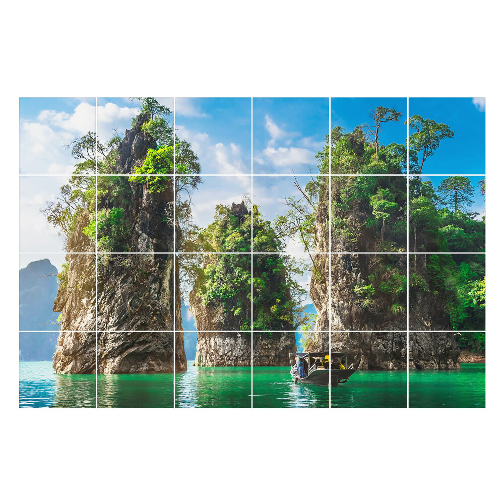 Autocolante pentru gresie Roci de apă cu vegetație