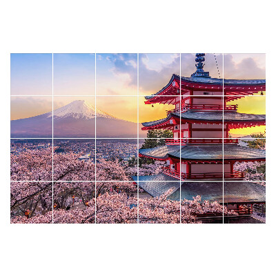 Autocolante pentru gresie Un templu cu un munte pe fundal