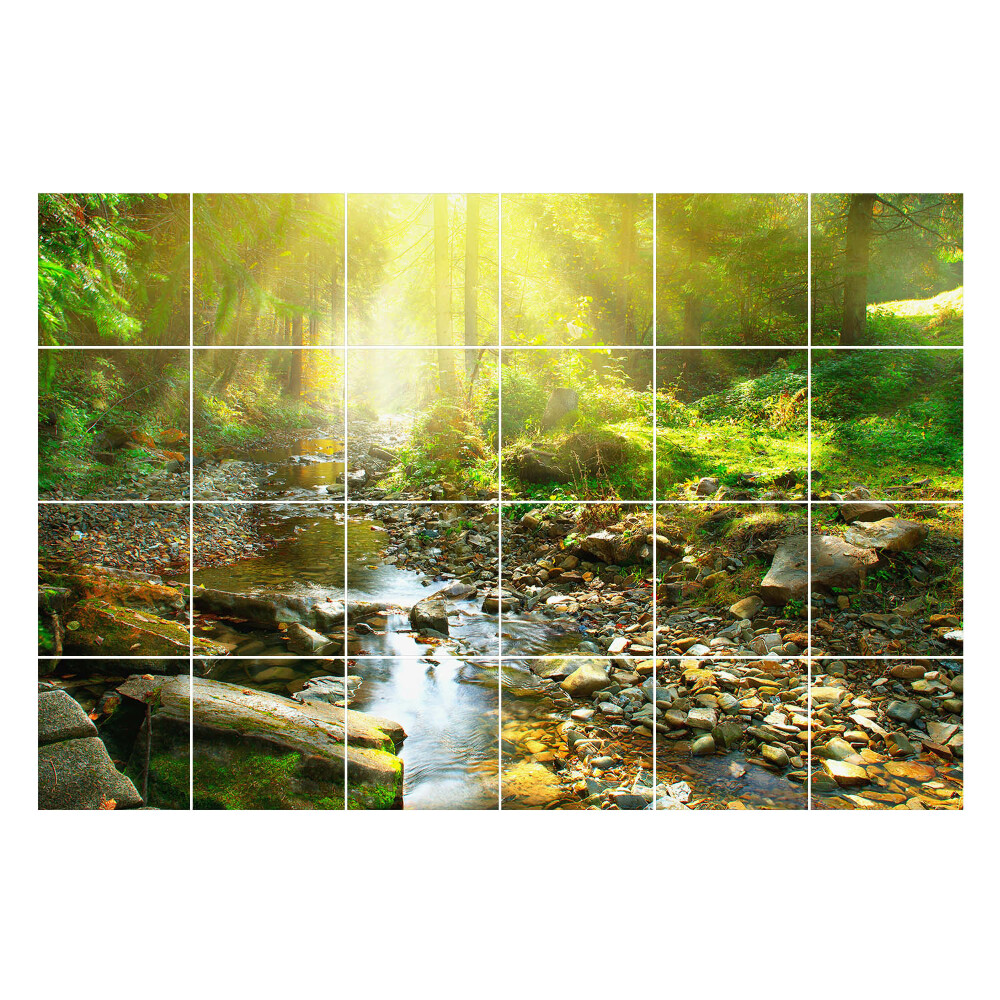 Autocolante gresie Pârâu de pădure în soare