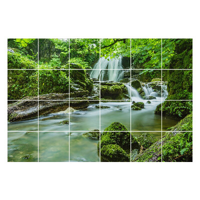 Autocolante gresie si faianta Cascada în pădurea verde