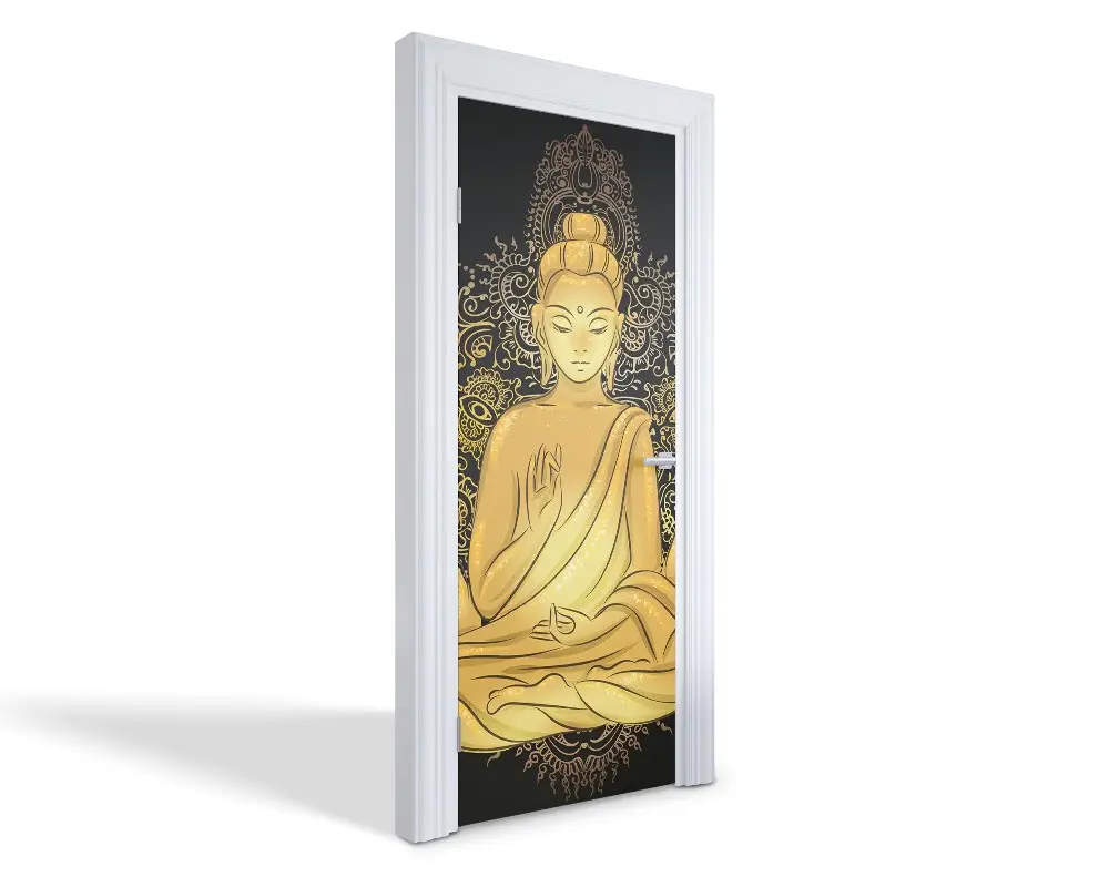 Autocolant pentru uși Buddha de Aur