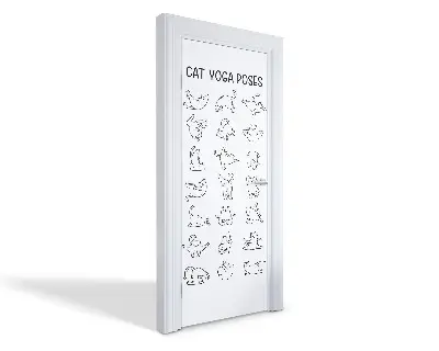 Autocolant pentru uși Poziții de yoga pentru pisici