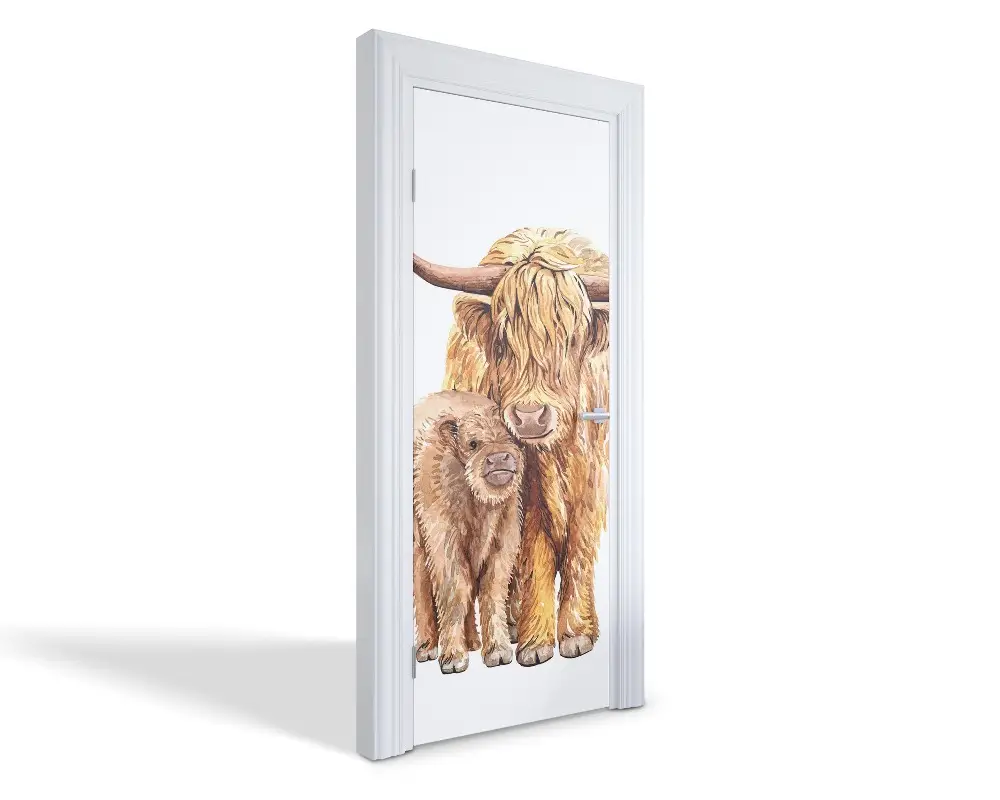 Autocolant pentru uși Bovine scoțiene din Highland